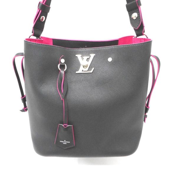 Louis Vuitton Shoulder Bag Lock Me Bucket Noir Pink - Picture 1 of 10